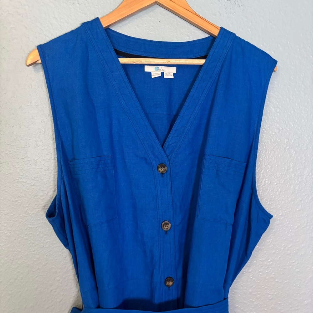 Boden Sleeveless Button-Front Midi Dress in Bright Blue - Picture 4 of 10